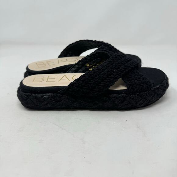 Beach By Matisse Kalani Natural Raffia Flatform Sandals Black Slip-On Size 9 - Picture 9 of 12